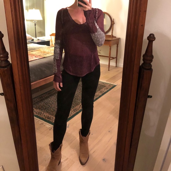 Free People We the Free cranberry colored thermal - Picture 1 of 2